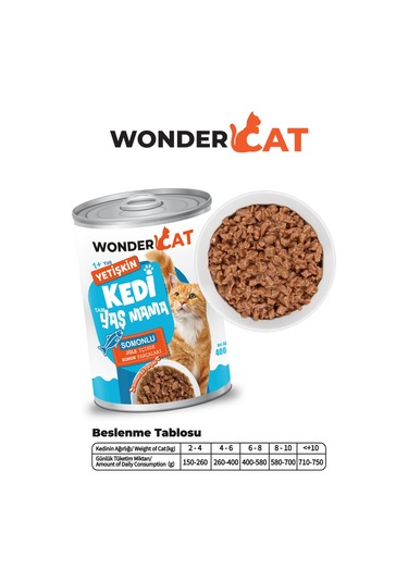 Wondercat Somonlu Yetişkin Kedi Konservesi 400gr X 12 Adet