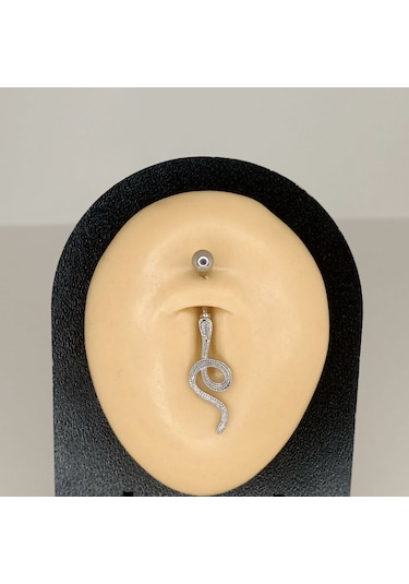 Aya Tasarım Gümüş Renk Yılan Figürlü Göbek Piercing