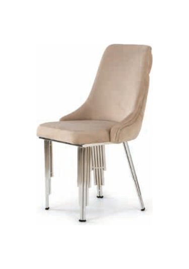 Bera Piyona Ayak - Krom Athena Sandalye Bej