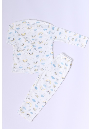 Hçm Bebek Pamuk Pijama Takımı Tenkli Baskılı Bisiklet Yaka A2 Mavi