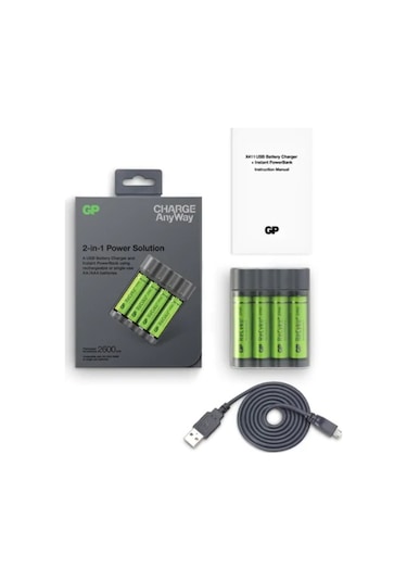 GP X411 AA 2700 Serisi USB Pil Şarj Cihazı + Powerbank