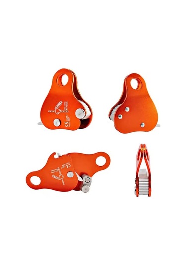 Pazly 100kn Alüminyum Tırmanma Makarası - 8-13mm Halat Uyumlu, Mavi/turuncu Renk, 7.8x7.5cm, Ağır Dayanım İçin İdeal Turuncu