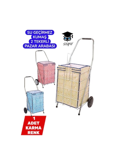 Su Geçirmez Kumaş 2 Tekerli Pazar Arabası Geniş Hacimli