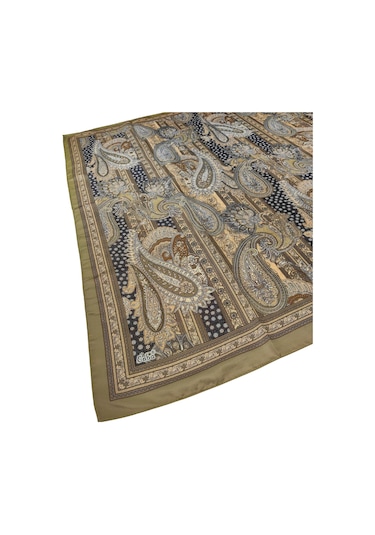 Enba Pamuklu Etnik Desenli Soft Eşarp Haki