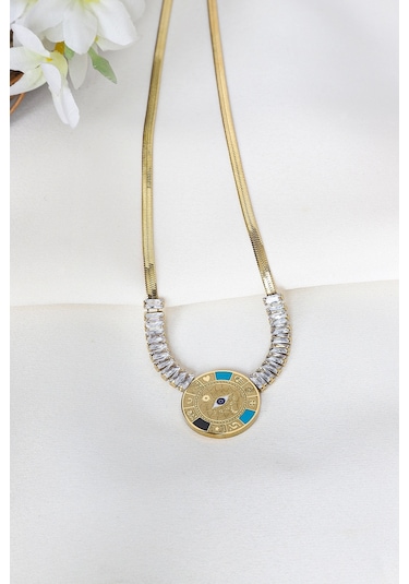 Şans Güneşi Çelik Kolye Çok Renkli