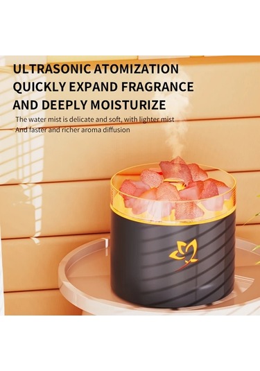 Techbloom Beyaz Rose Cicek Yedi Renkli Tuz Tas Koku Difuzoru Nemlendirici Esansiyel Yag Yok Yumusak Sis