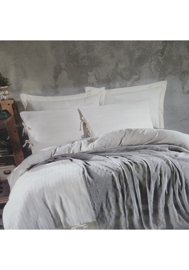 Nevresimli Yatak Örtüsü Müslin Çift Kişilik Dante Gri