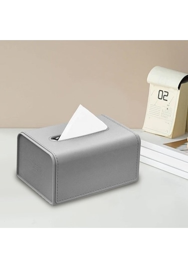 Tongxida Bosphorusboutique Kağıt Gri Deri Tutucu Pazly-pu Mendil Kutusu, - Mt Gri Gri