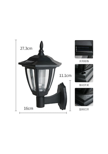 Reedark Ev Dışı Güneş Enerjili Duvar Lambası - Villa Bahçe Duvarı Teras Aydınlatma, Yağmur Dayanıklı Led Işıklı, Konforlu Kullanım Siyah