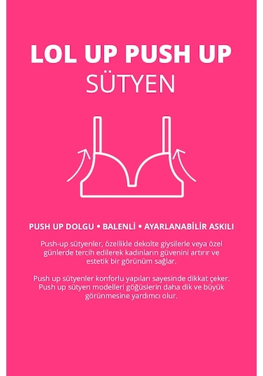 Lol Up Push Up Balenli Sütyen 3'lü Paket Çok Renkli