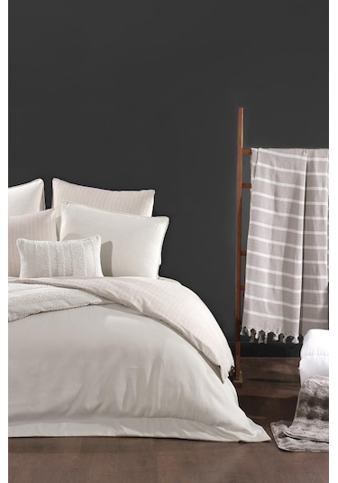 Lipa Lüks Comforter 13 Parça Çeyiz Seti Ekru Ekru