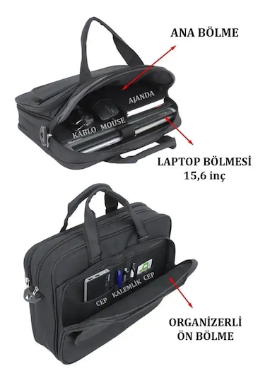 Case Club 104 Siyah 15.6 inç Omuz Askılı Evrak Laptop Çantası Siyah