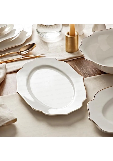 Nehir Lotus Gold 30 Parça Bone Porselen Yemek Takımı