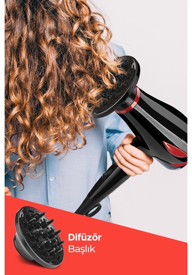 Evia Lodos 2200Watt DC Motorlu Isı ve Hız Ayarlı Difüzör Başlıklı Saç Kurutma Fön Makinesi Gold