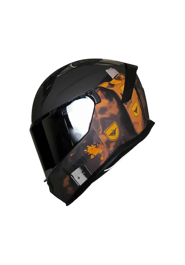 Mts Pro Helmets M-910 Kapalı Motosiklet Kaskı Turuncu - Siyah