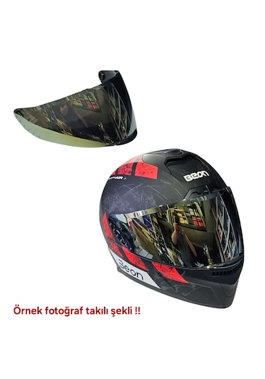 Full Face Beon Gold Kapalı Kask Camı B507 Aynalı-1958