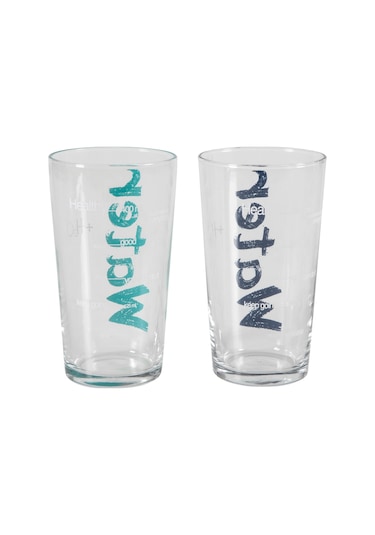 Mudo Home Water Bardak 570 Ml 2'li Set -mavi&turkuaz Şeffaf