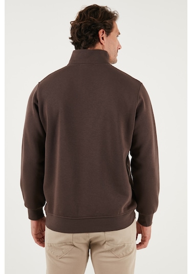 Buratti Pamuklu Regular Fit Dik Yaka 2'Li Paket Erkek Sweat 59052592S2 Koyu Kahve-Koyu Kahve