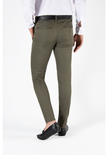 Yeşil Slim Fit Pamuklu İtalyan Kesim Pantolon Yeşil