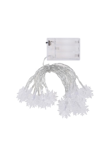 Honmex 3 Metre 20 Led Yıldız Desenli Noel Dekorasyon Işığı - 3 Aa Pil - Sürekli Aydınlatma - Sıcak Beyaz Çok Renkli