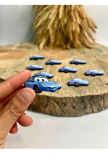 Mr. Home Ahşap Uv Baskılı Arabalı Figür-uv Baskılı Magnet Figür