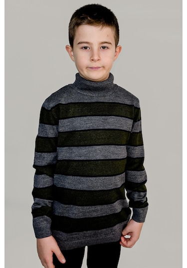 Alexandergardı Çocuk Balıkçı Yaka Şeritli Kazak C21-18749 001