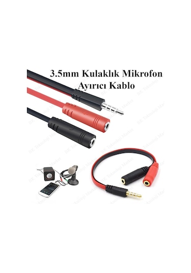 3.5Mm Bilgisayar / Cep Telefonu Kulaklık Mikrofon Ayırıcı Kablo
