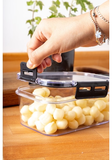 Nandy Home Kilit Kapaklı Kare Clear Saklama Kabı Seti 3'lü 1400 ML Beyaz