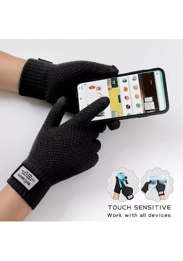 Wellmerry Outdoor Dokunmatik Kaşmir Yün Eldiven Çok Renkli