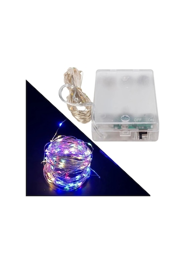 3 Aa Pilli 4 Renkli Rgb Sabit 10 Metre Kablolu Bağ Led