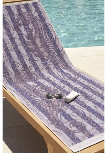 Lacivert Poseidon %100 Pamuklu Plaj Havlusu 70x140 Cm Mavi