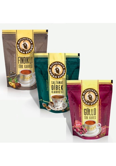 Altıncezve Orhan Efendi Keyif Paketi 1 Fındıklı + Dibek + Güllü Türk Kahvesi 3 x 100 G