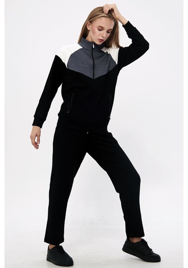Trendhill Kadın Siyah Modal Scuba Eşofman Takım Edy5543s Siyah