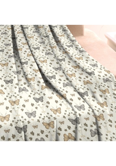 Kelebek Desenli 40x50 İnç Flanel Polar Battaniye, Yumuşak Ve Rahat-a16 Butterfly Monochrome Floral
