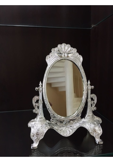 LKM-284 Gümüş Rengi Çerçeveli Ayaklı Masa Aynası