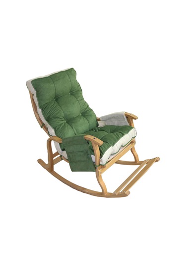 Mobildeco Sultan Lüx Yesıl Krem Ahşap Çift Renkli /cepli Sallanan Ceviz