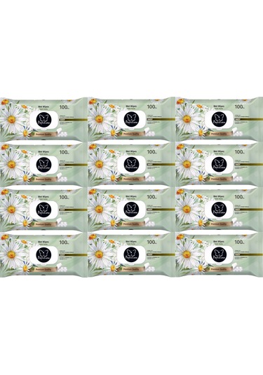 Papilion Islak Havlu Mendil 100 Yaprak Papatya 12 Li Set