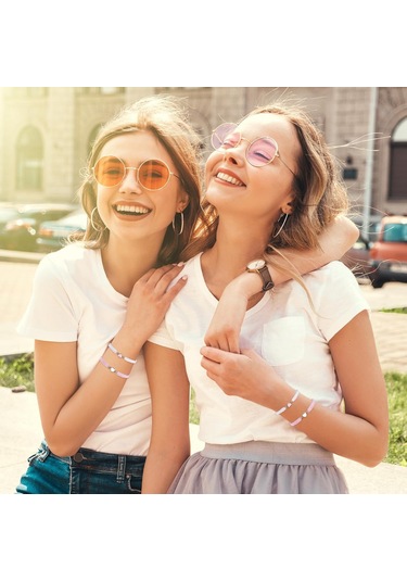 Geeroyoo İki Adet Aşk Kalbi Örgülü Bilezikler - Ayarlanabilir Boyut, Sevgili Arkadaş Hediyesi, Zarf Seçeneği Diğer