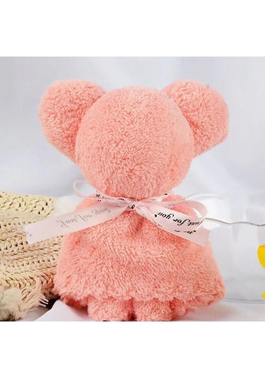 Geekyou Beyaz Ayı Desenli Yumuşak Havlu + Çanta Hediyelik Seti, Kaliteli Poliester, 15x9 Cm, 30 Gr, Tek Adet