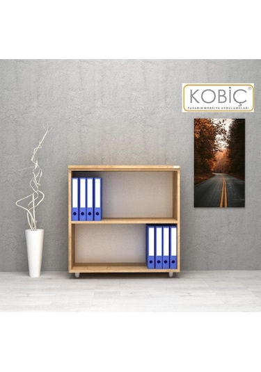 Kobiç Ofis Dosya Dolabı Raflı Suntalam Dolap 70x35x80 Cm Meşe Meşe