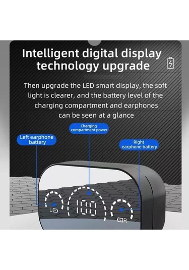 Queed Bluetooth 5.2 Kablosuz Bluetooth Kulaklık HD Ayna Kulplu Dijital Ekran Spor Binaural Kulak İçi Kulaklık