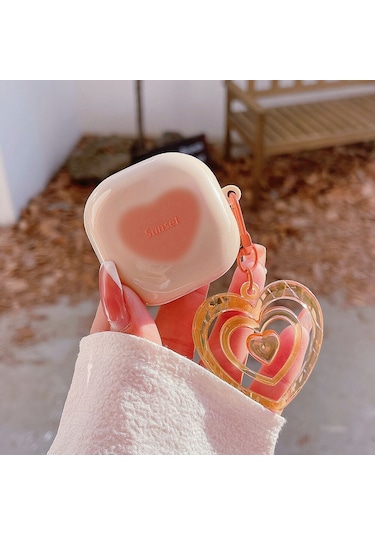 Microsonic Samsung Galaxy Buds 2 Kılıf Süslü Renkli Kalp Desenli Turuncu