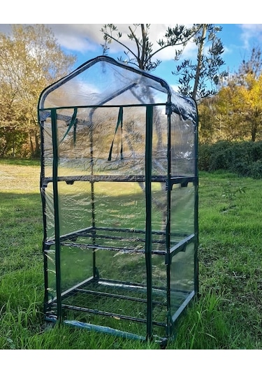 Gardener 16030 3 Katlı Tekerlekli Portatif Şeffaf Bahçe Serası - 69 Cm X 49 Cm X 125 Cm
