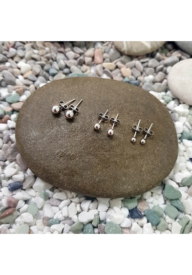 Chavin Yuvarlak Gri 3/4/5 MM. Set Bayan Erkek Çelik Küpe Ep12By