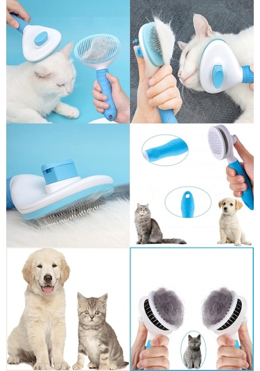 Tilbe Home Basmalı Kedi Fırça ve Tarağı Beyaz - Mavi