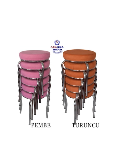 Tabure (Krom Ayaklı) (6 Adet) - Mutfak Balkon Taburesi