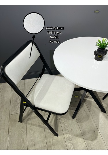 Hey 2'li Katlanır Kamp Sandalyesi Piknik Sandalyesi Kirli Beyaz