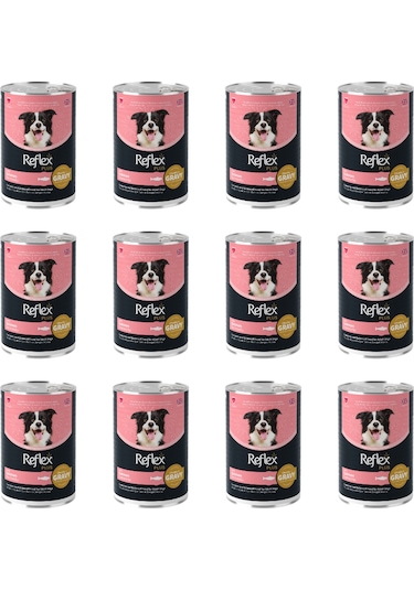 Reflex Plus Sos İçinde Et Parçacıklı Somonlu Yetişkin Köpek Konservesi 12 x 400 G