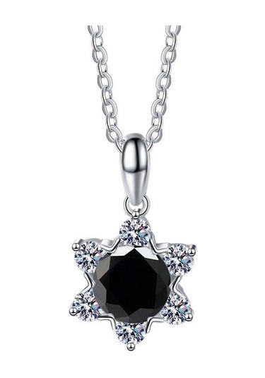 Siyah Bague Ringen 100% 925 Gümüş Güzel Kolye 1 Karat Mozanit Klasik Kar Tanesi Kolye Kadınlar Için Düğün Moda Takı Hediyeler