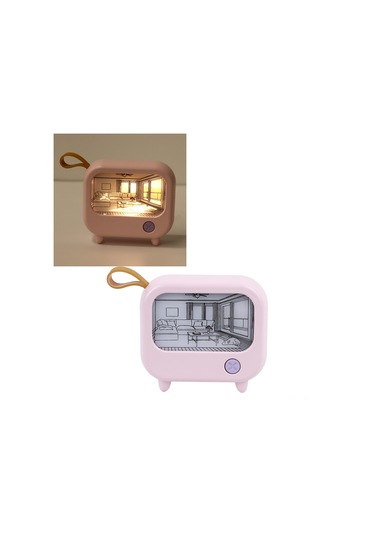 Shineyee Usb Şarjlı Masaüstü Mini Isı Işık Tablo Gece Lambası Batarya Dahil - Pembe Renk, 2 Işık Modu, Led Tek Düğme Kontrol Pembe